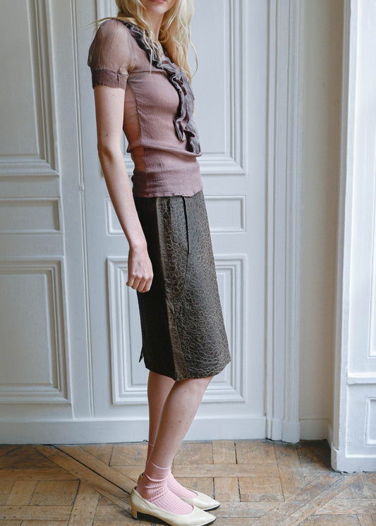 Embossed pencil skirt