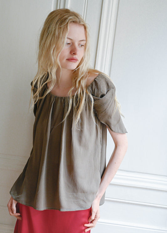 Brown drape top
