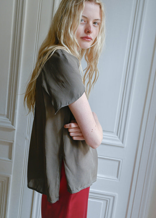 Brown drape top