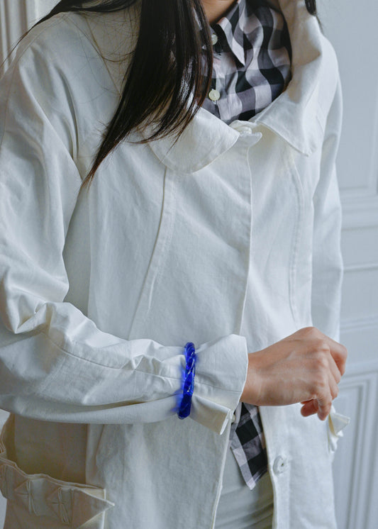 TURN Paris blue Twisted Bangle, handmade glass bangle by La Verrerie de Biot