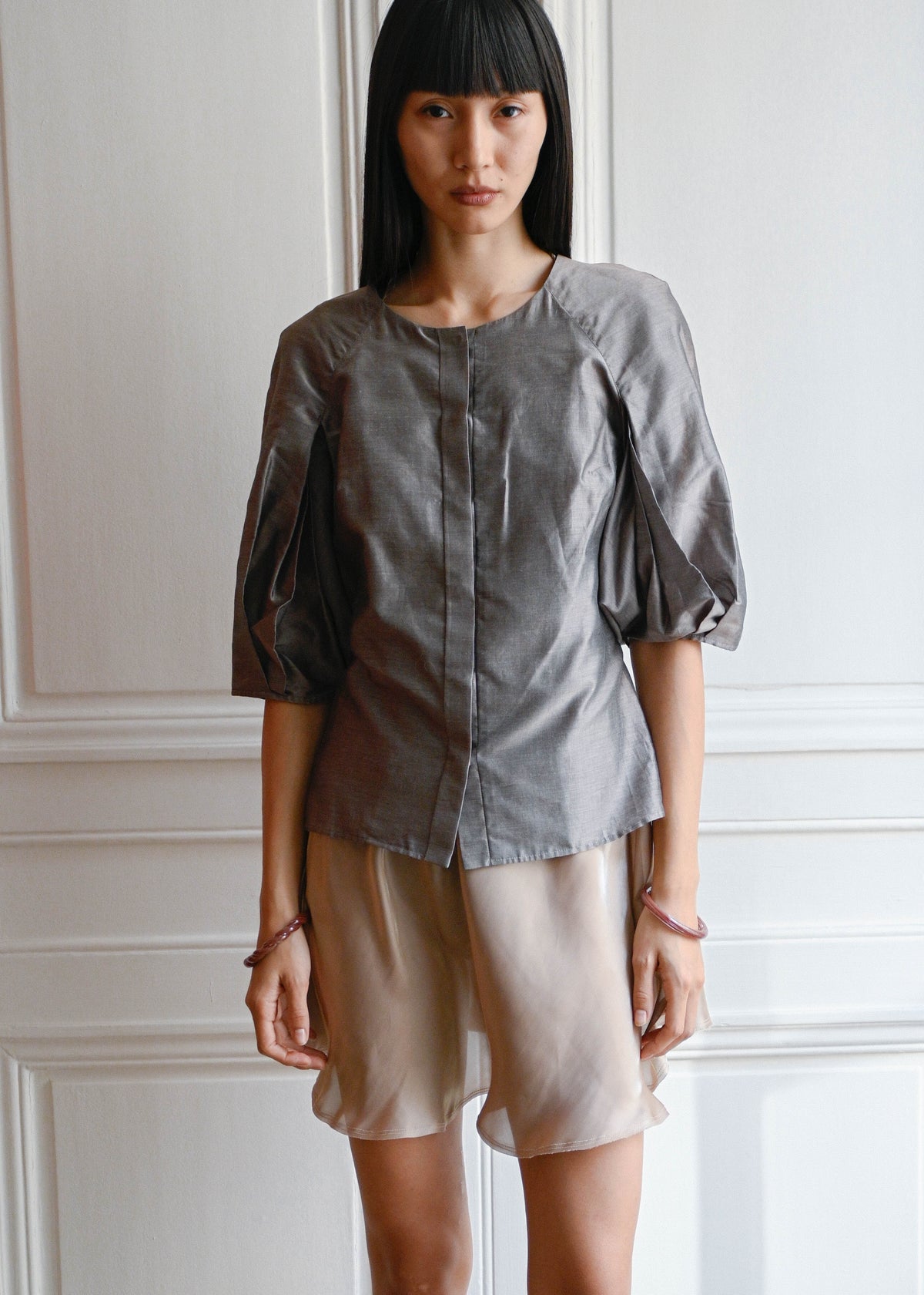 Vintage taupe bouffant shirt by TURN Paris