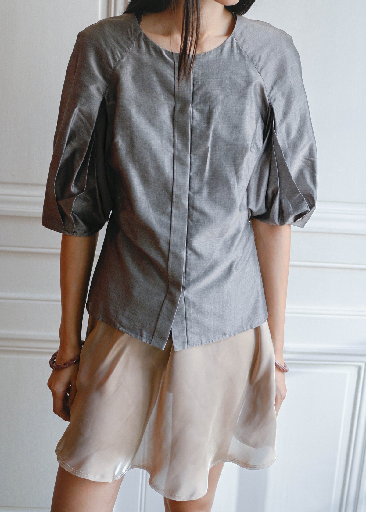 Vintage taupe bouffant shirt by TURN Paris