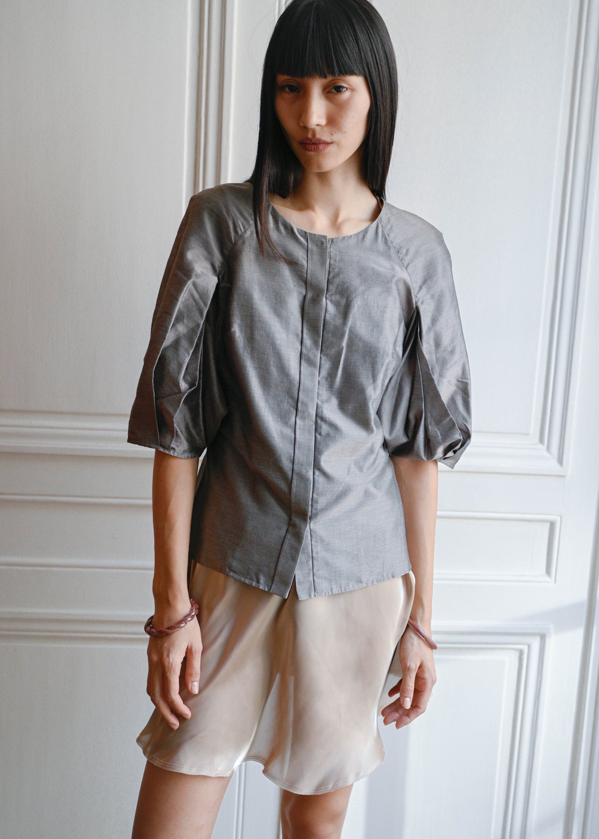 Vintage taupe bouffant shirt by TURN Paris