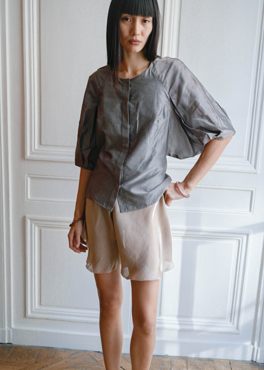 Vintage taupe bouffant shirt by TURN Paris