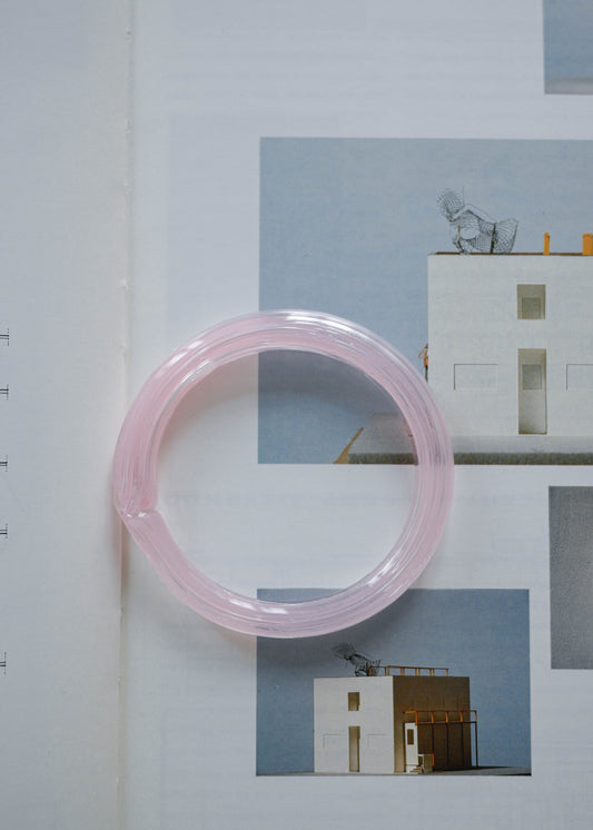 TURN Paris gum pink Sleek Bangle, handmade glass bangle by La Verrerie de Biot