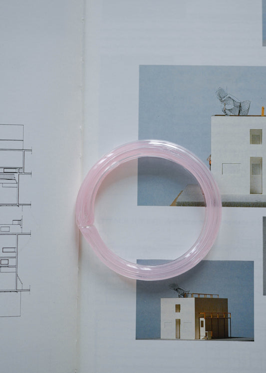 TURN Paris gum pink Sleek Bangle, handmade glass bangle by La Verrerie de Biot