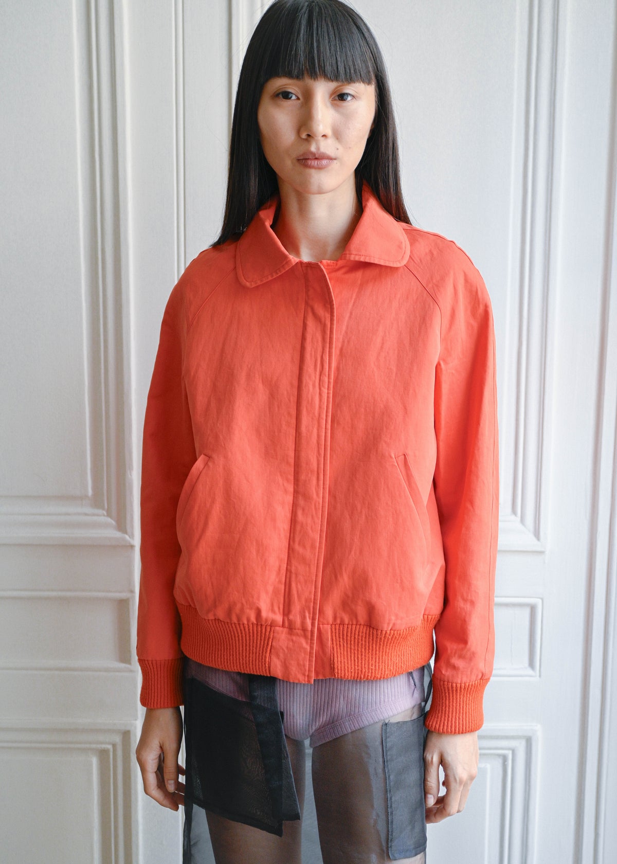 Vintage crinkled orange bomber by TURN Paris