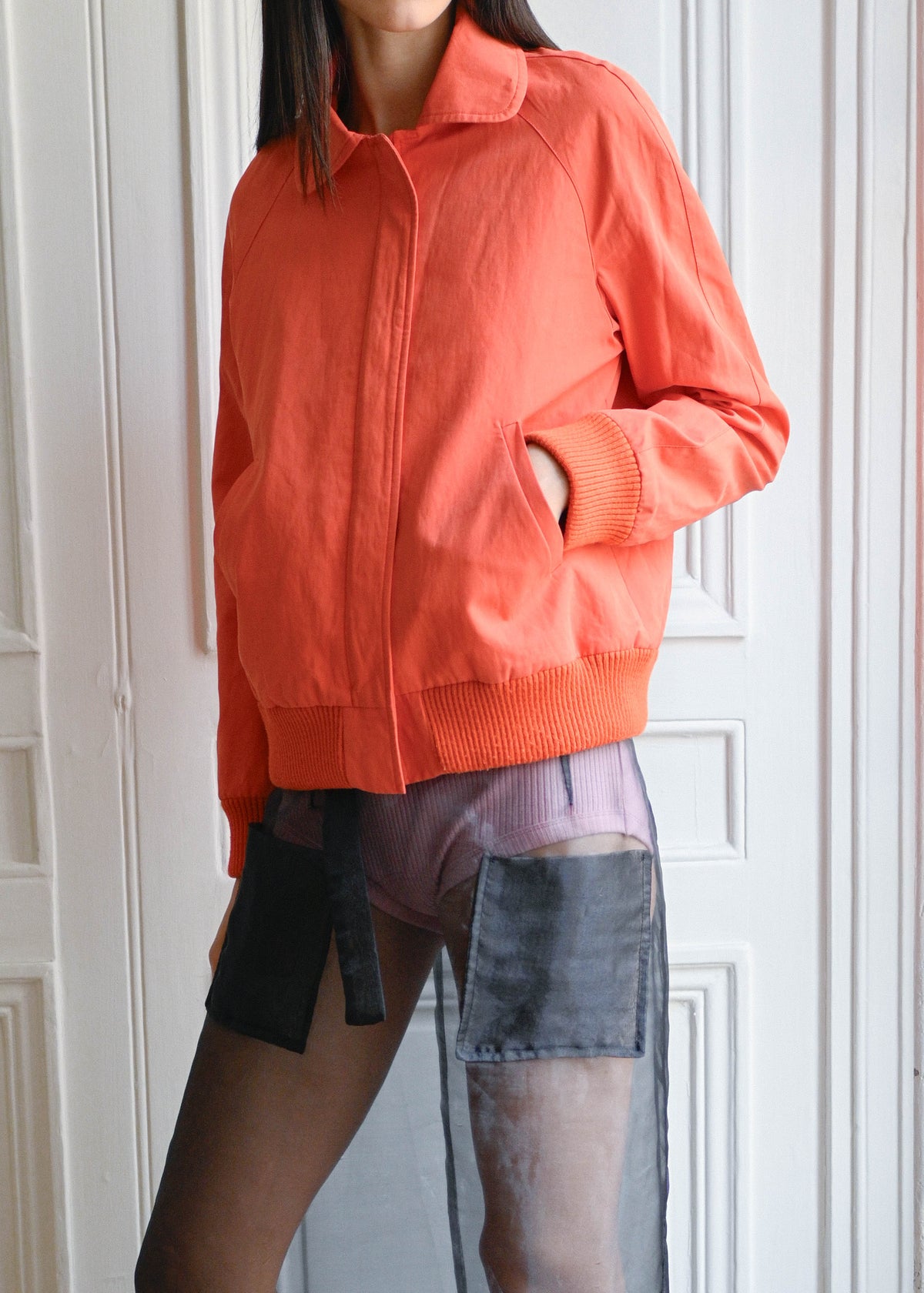 Vintage crinkled orange bomber by TURN Paris