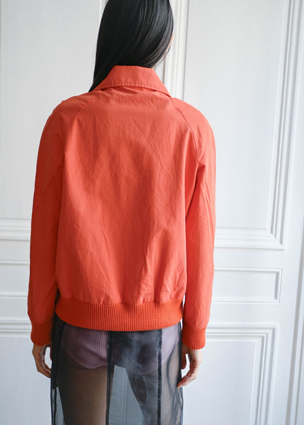 Vintage crinkled orange bomber by TURN Paris