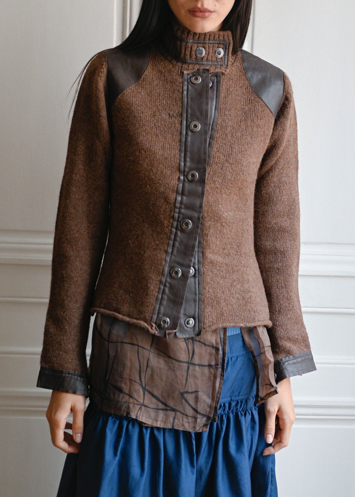 Vintage leather trim jacket by TURN Paris