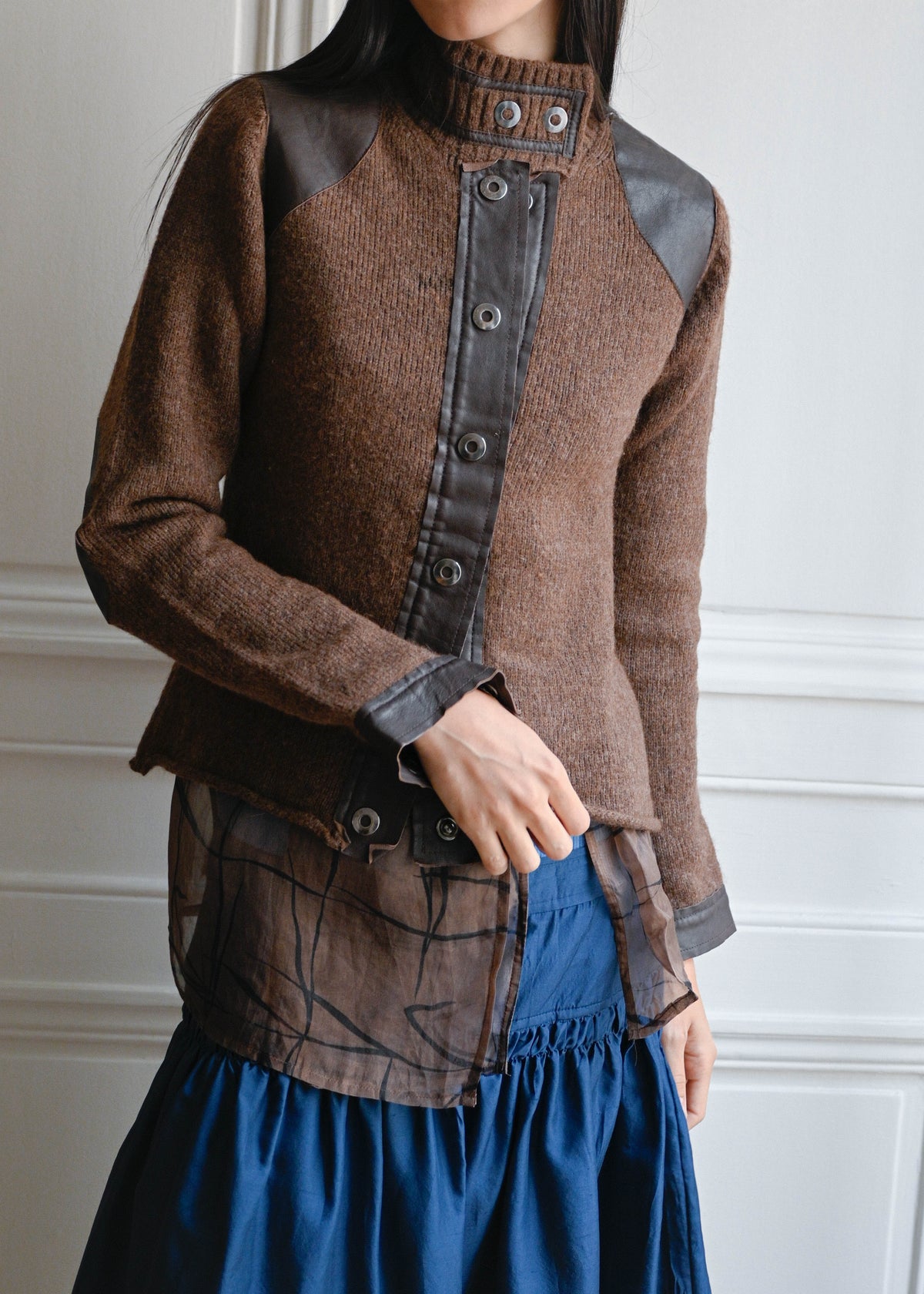 Vintage leather trim jacket by TURN Paris