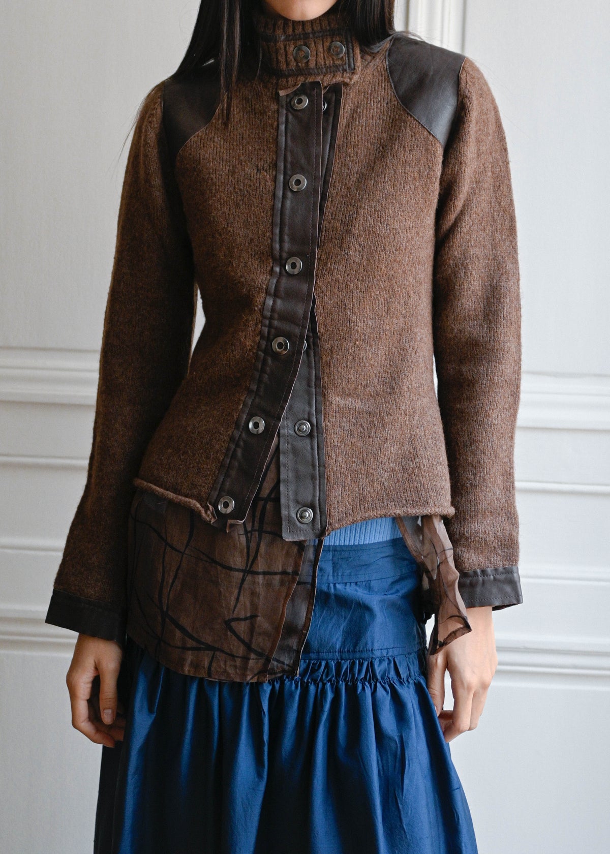 Vintage leather trim jacket by TURN Paris
