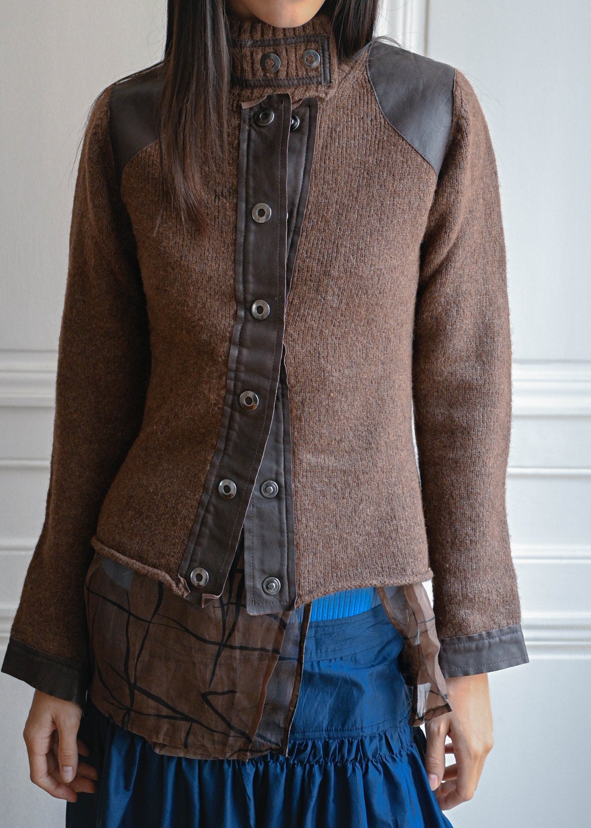 Vintage leather trim jacket by TURN Paris