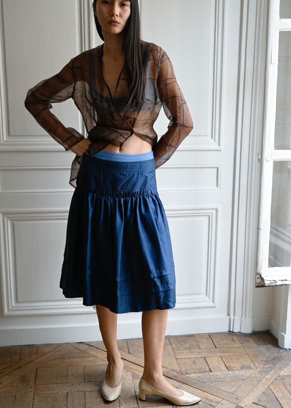 Vintage blue flow skirt by TURN Paris