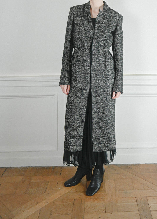 TURN PARIS, VINTAGE LANVIN GREY WOOL COAT WITH A SLIGHT SCRUNCH