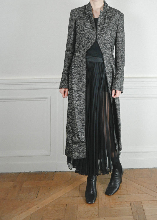 TURN PARIS, VINTAGE LANVIN GREY WOOL COAT WITH A SLIGHT SCRUNCH