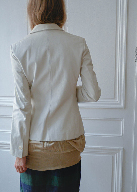 Cream leather jacket, back view