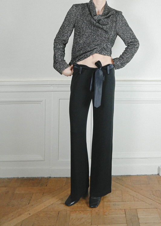 TURN PARIS, GIANFRANCO FERRE BLACK FLOWY PANTS