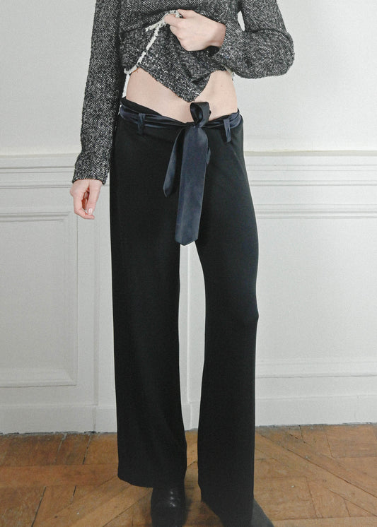 TURN PARIS VINTAGE, GIANFRANCO FERRE BLACK FLOWY PANTS