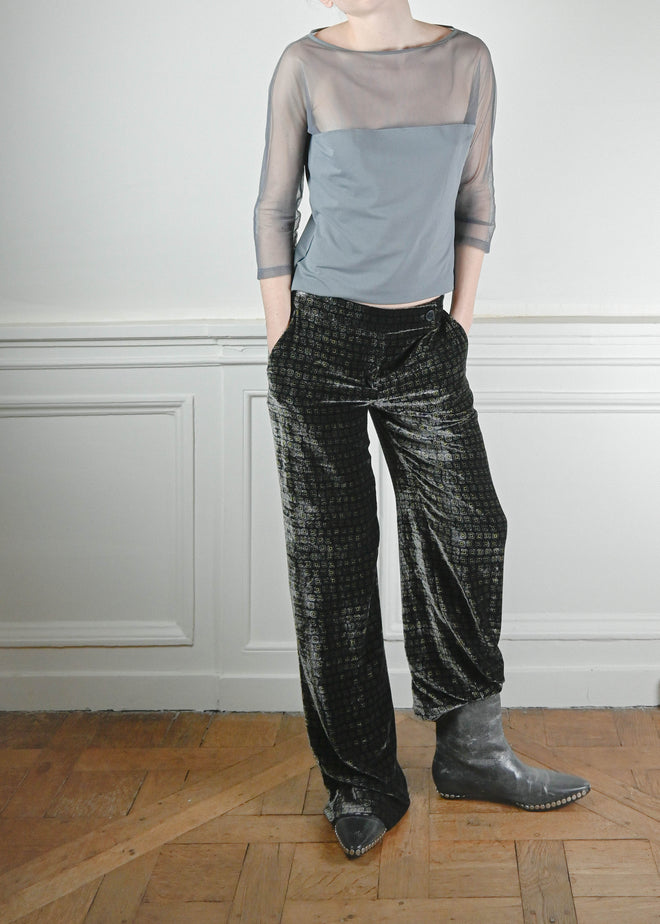 TURN PARIS, Vintage Mesh half top in deep grey