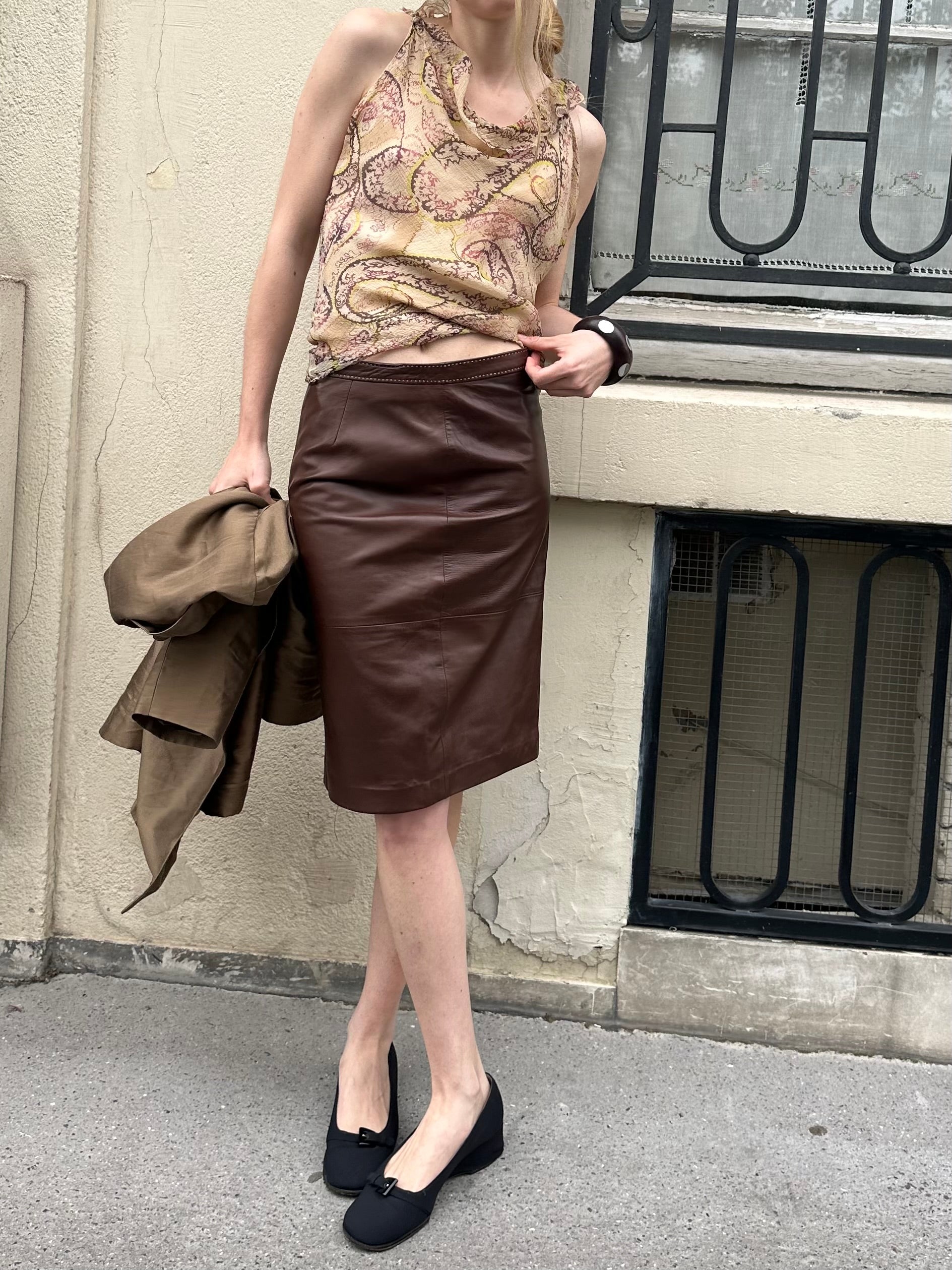 RALPH LAUREN LEATHER SKIRT