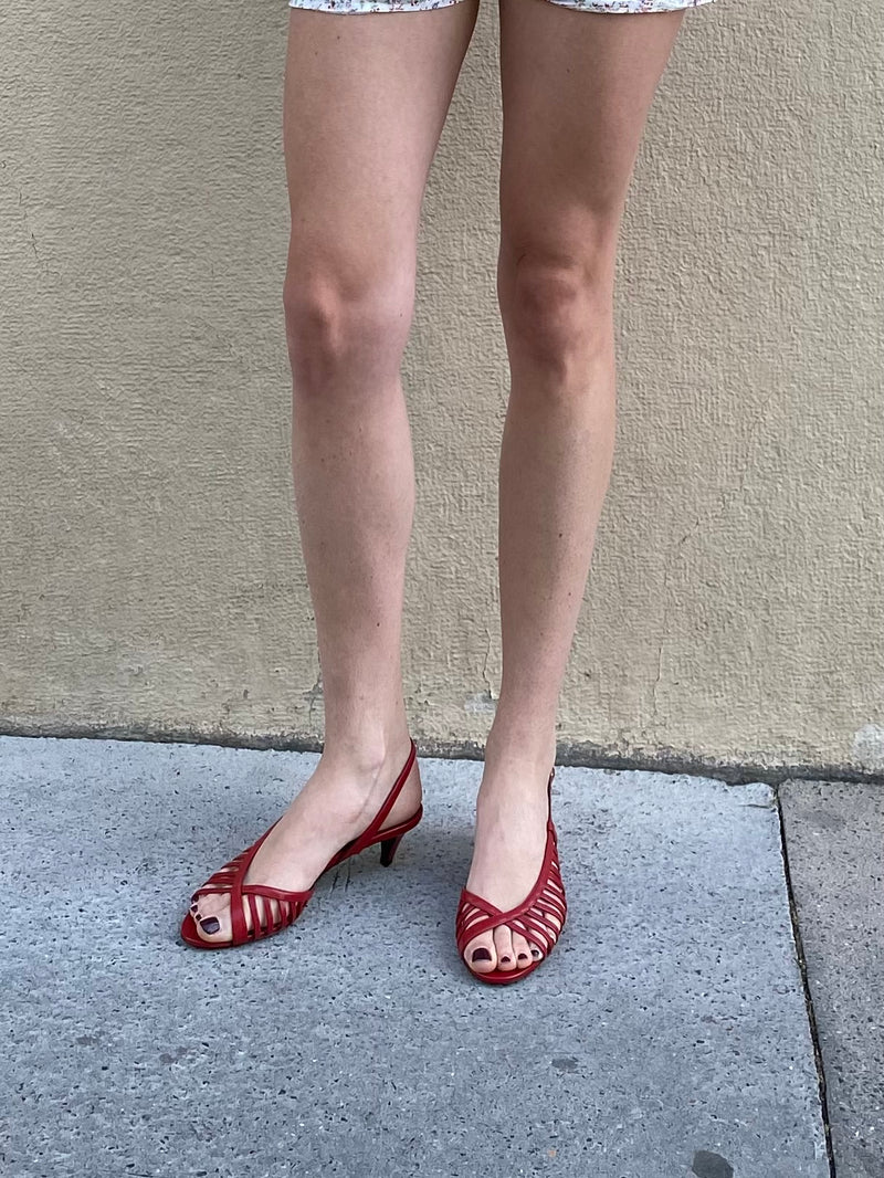 CELINE SLING BACK RED PUMPS