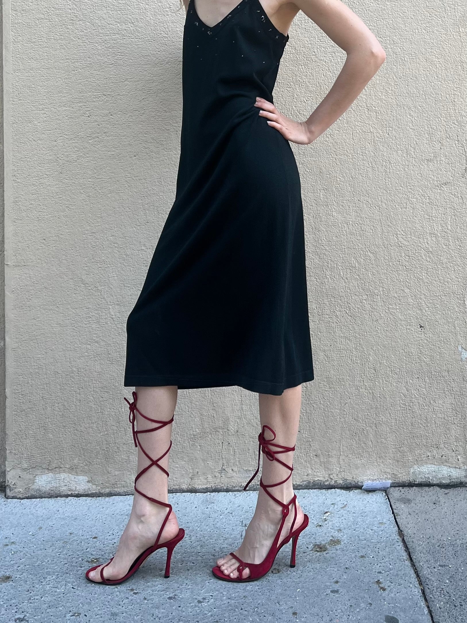 DIOR RED LACE UP HEELS