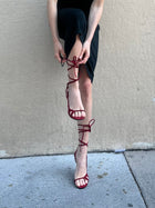 DIOR RED LACE UP HEELS