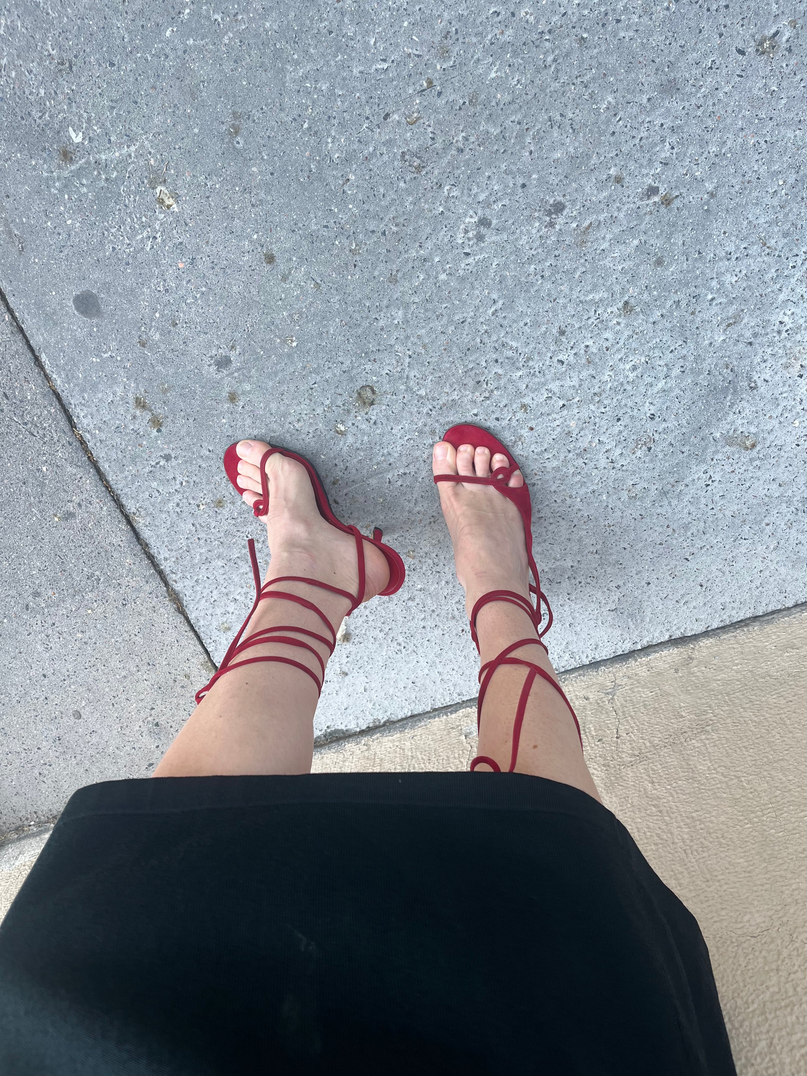 DIOR RED LACE UP HEELS