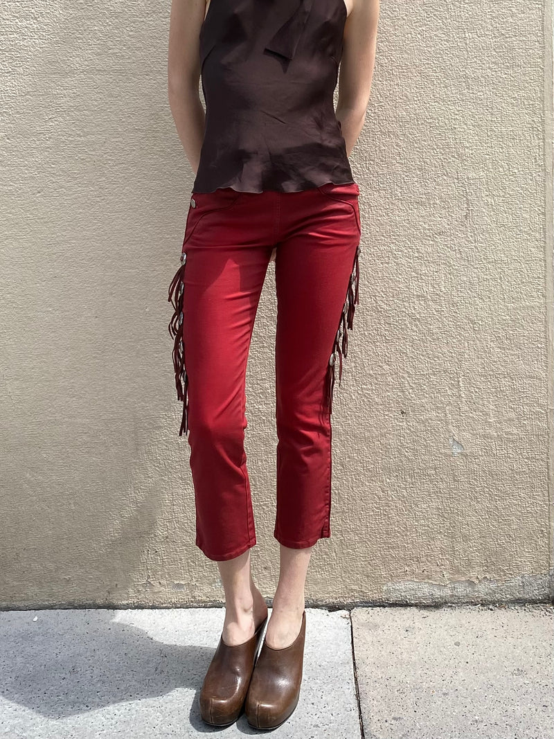 ISABEL MARANT FRINGED CAPRI PANTS