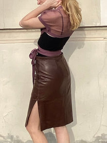 RALPH LAUREN LEATHER SKIRT