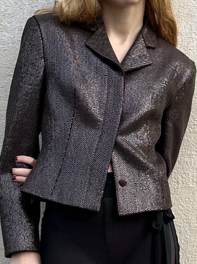 ROCHAS SEQUIN BROWN JACKET 1990s