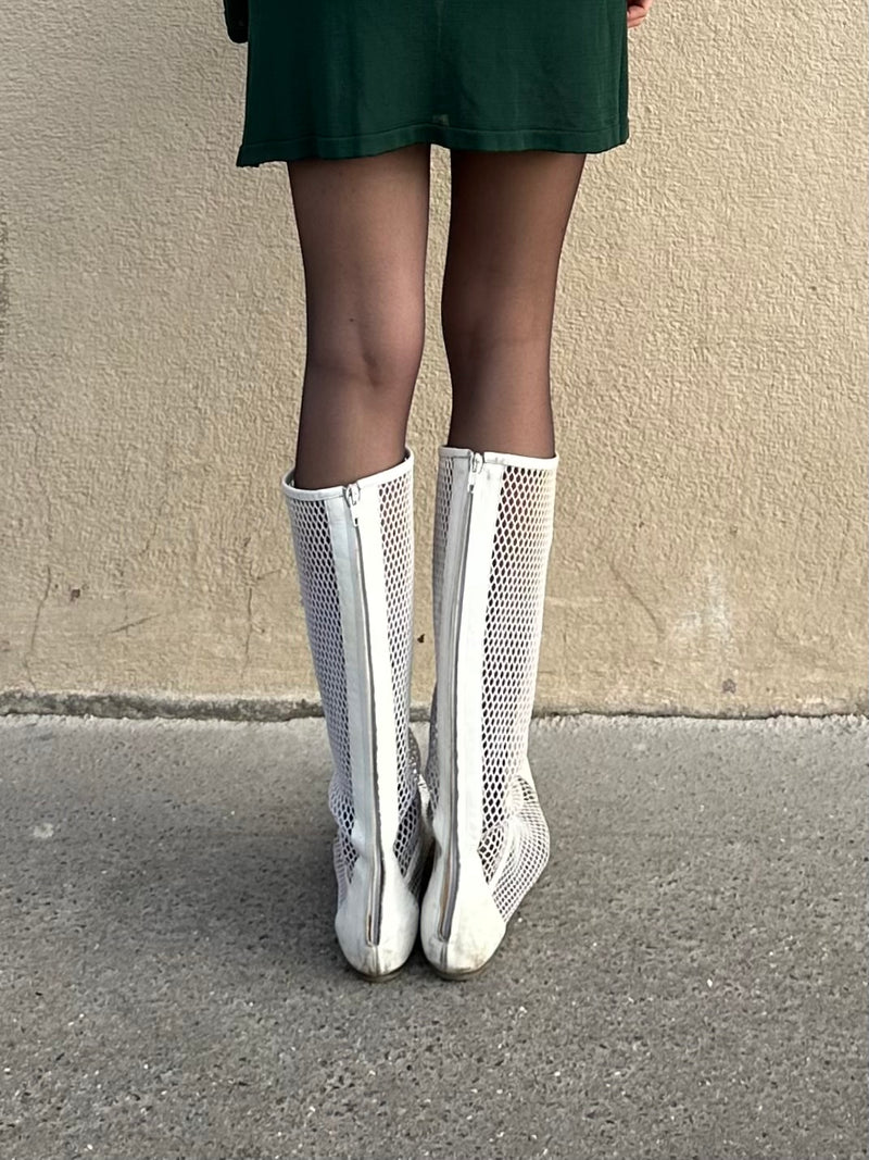 ANTEPRIMA WHITE CROCHET BOOTS 1980s