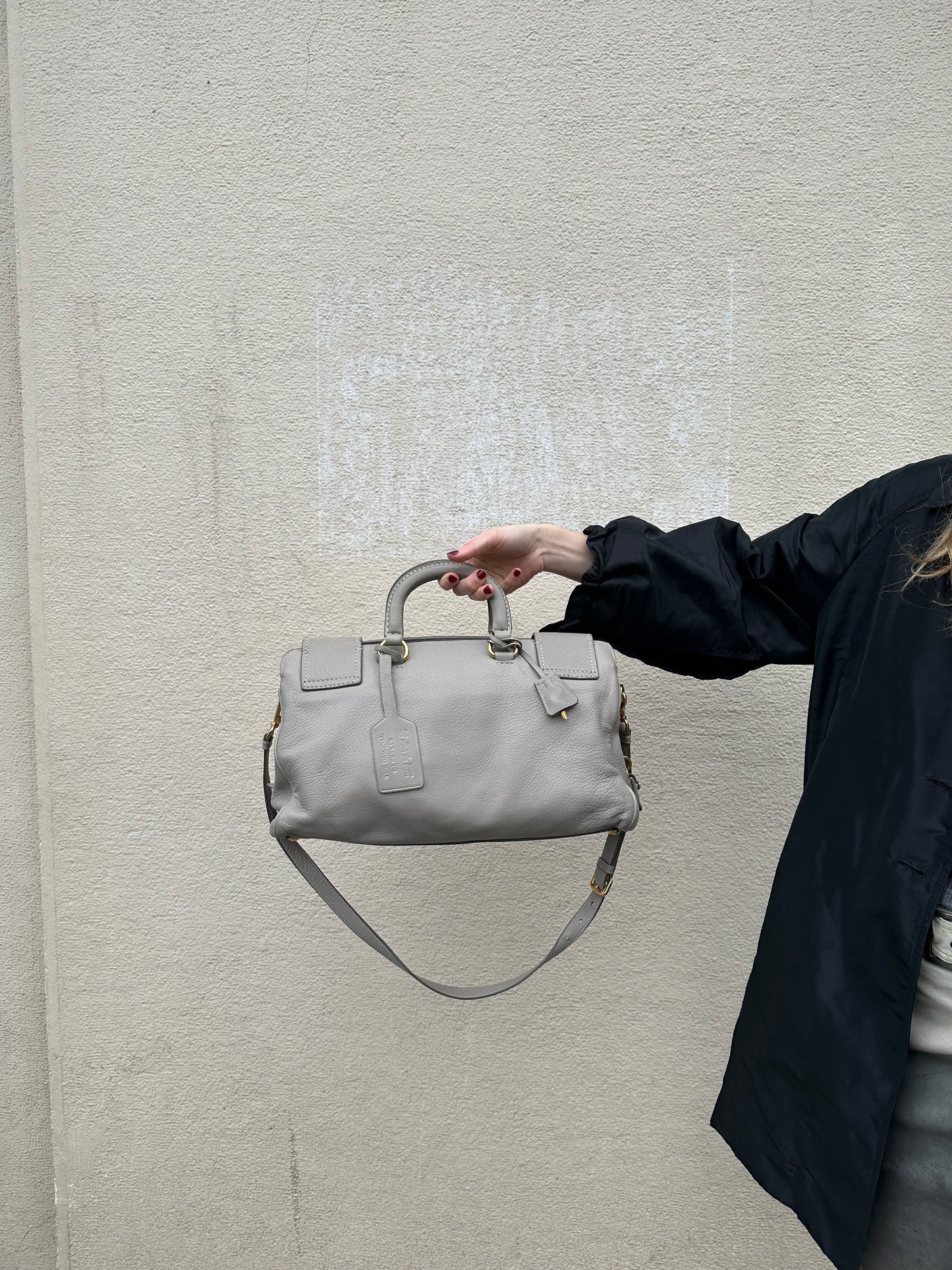 PRADA LIGHT GREY LEATHER BAG