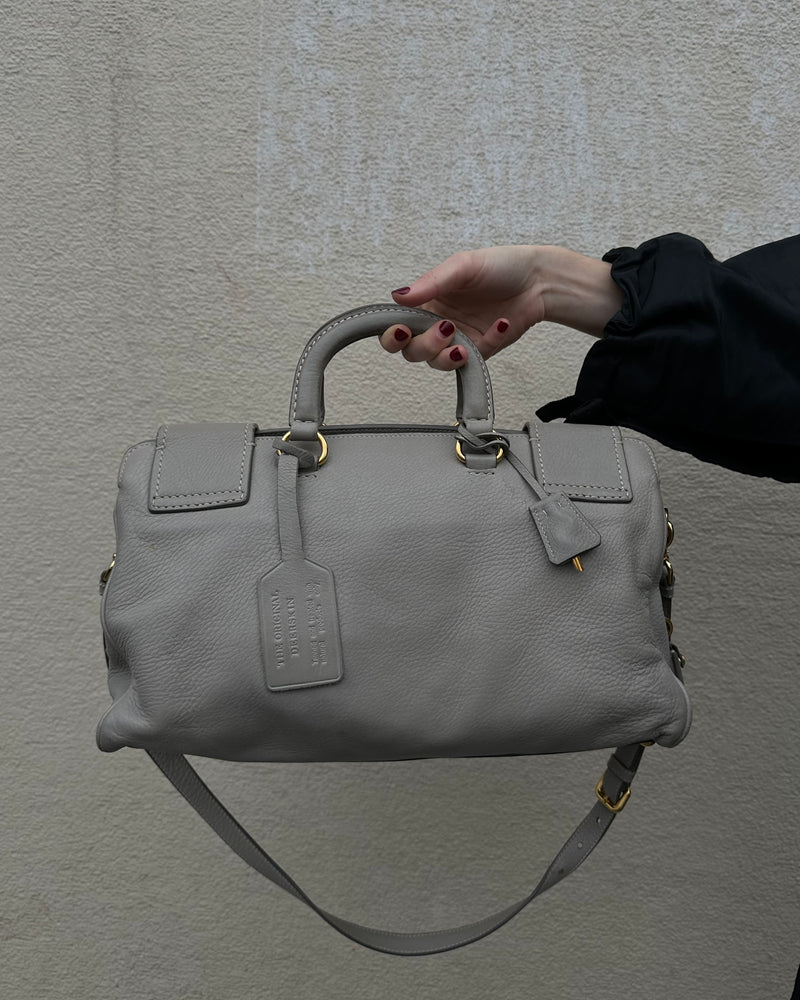 PRADA LIGHT GREY LEATHER BAG