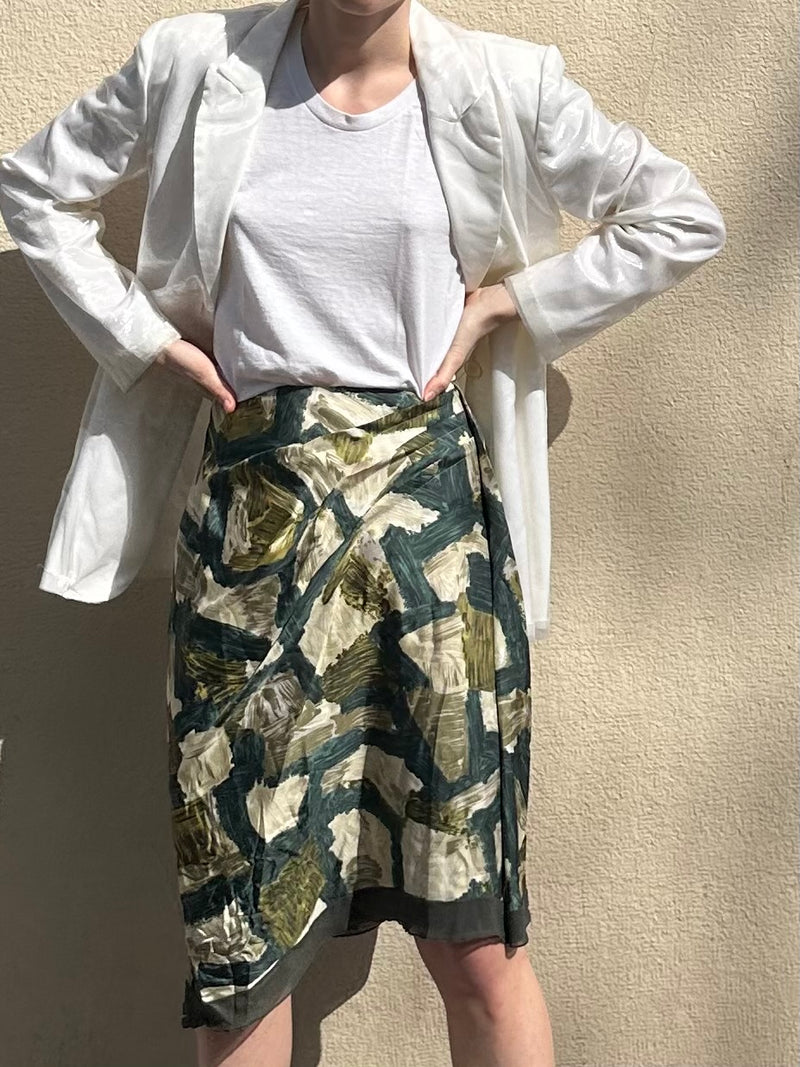 MAX MARA PATTERNED SILK SKIRT