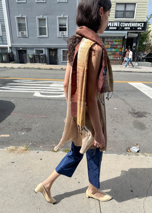 Raw silk scarf