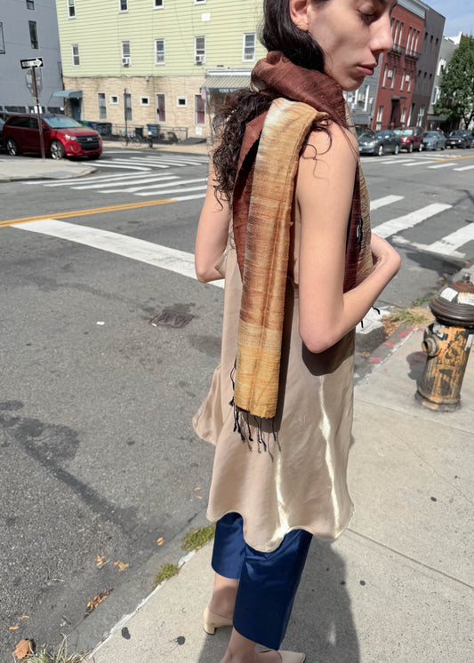 Raw silk scarf