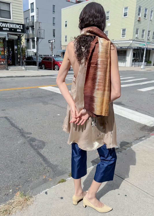 Raw silk scarf