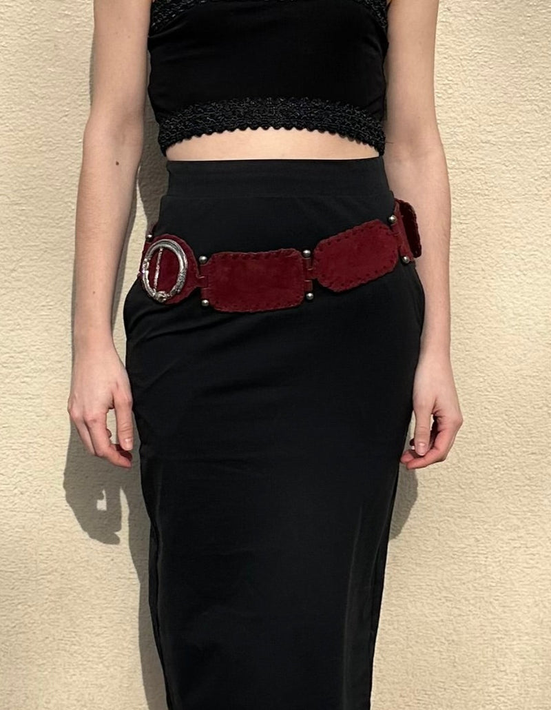 ANNA MOLINARI SUEDE BURGUNDY BELT