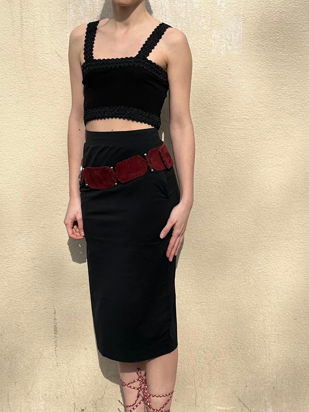 ANNA MOLINARI SUEDE BURGUNDY BELT