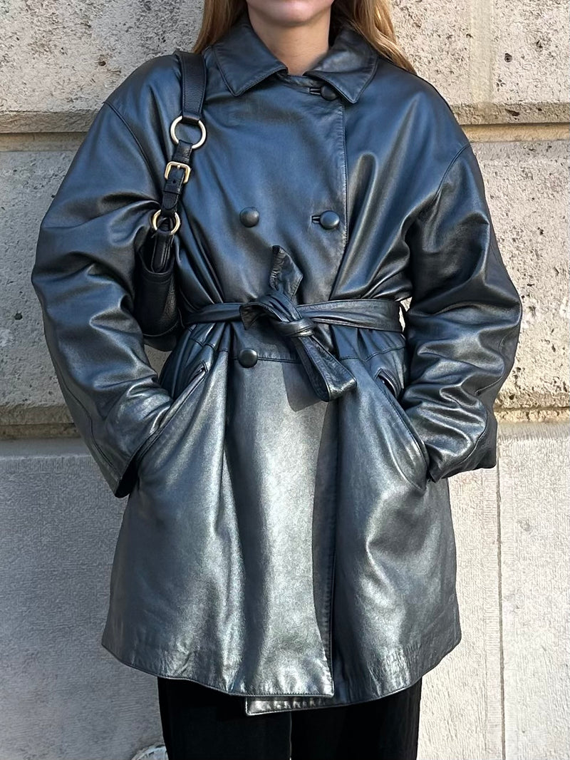 GENNY LEATHER TRENCH JACKET