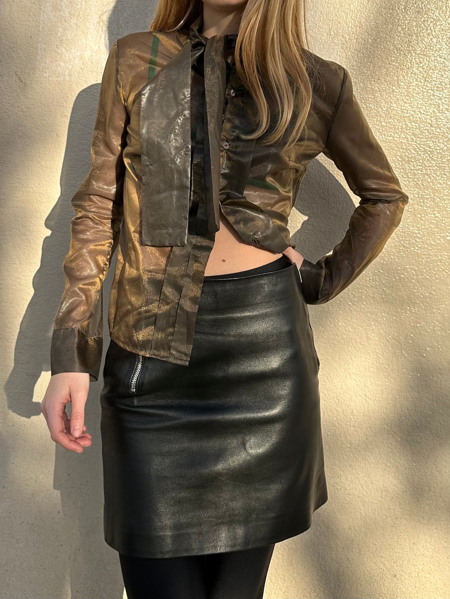 SAINT LAURENT MINI LEATHER SKIRT