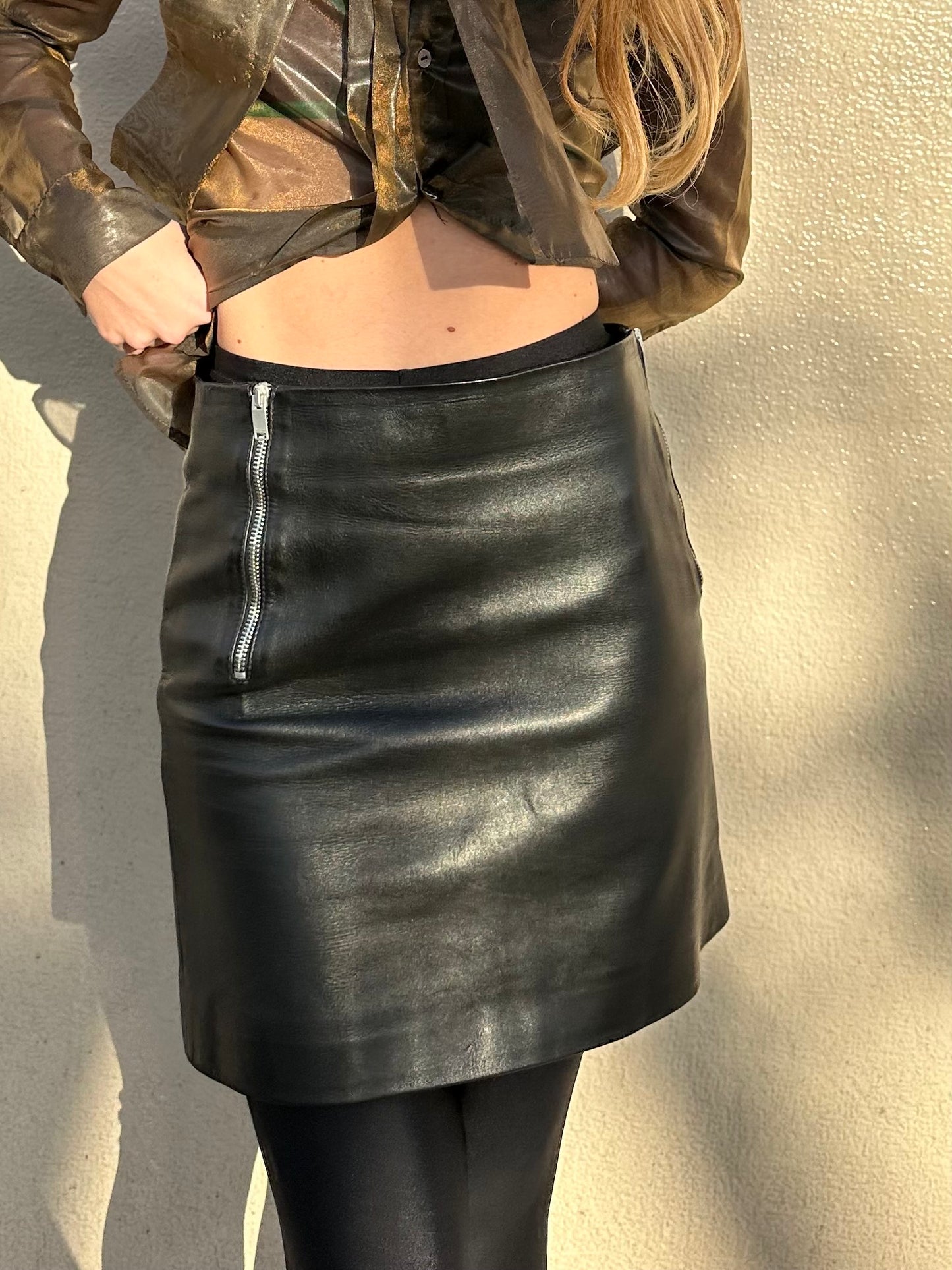 SAINT LAURENT MINI LEATHER SKIRT