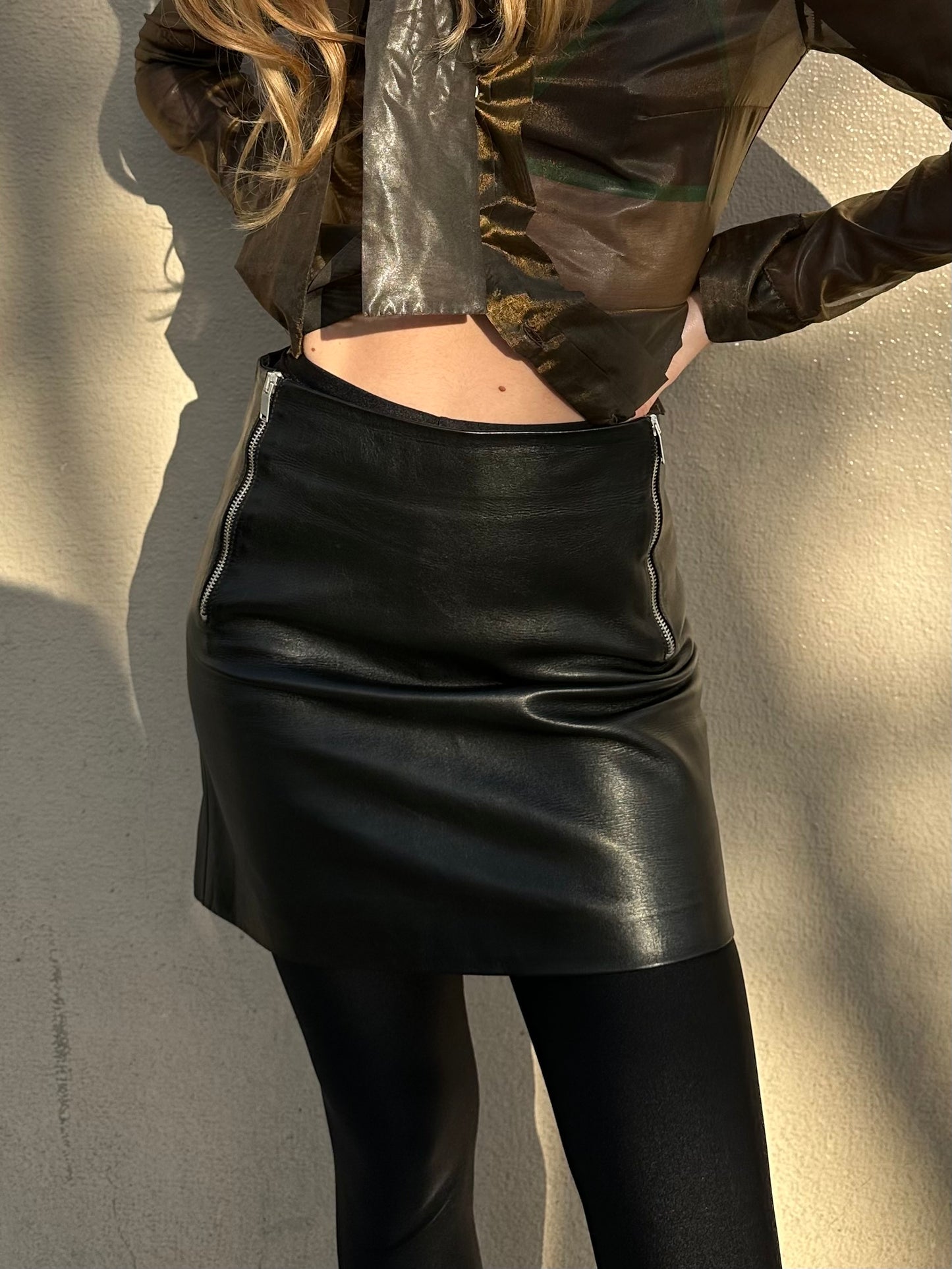 SAINT LAURENT MINI LEATHER SKIRT