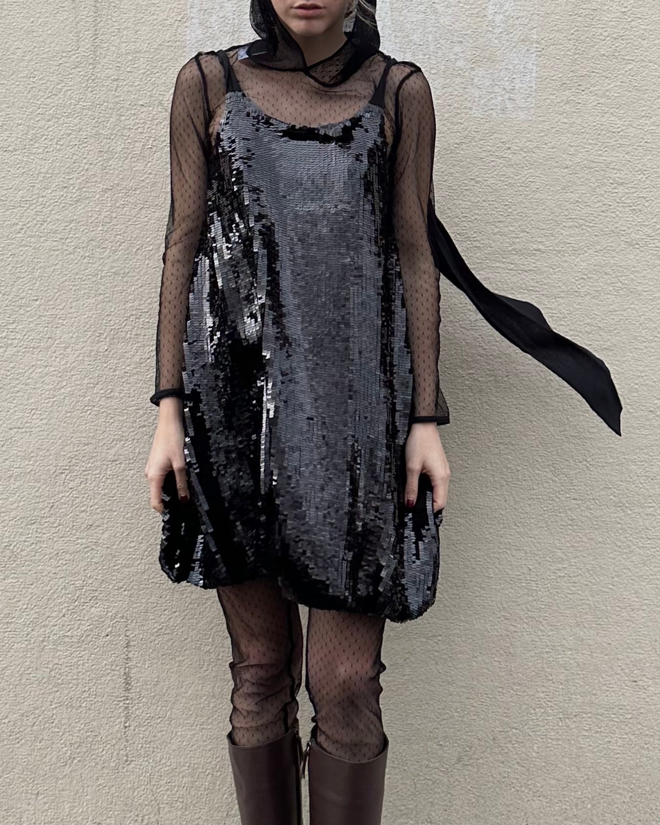 CHLOE SEQUIN BLACK DRESS