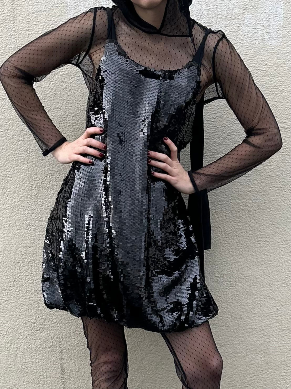 CHLOE SEQUIN BLACK DRESS