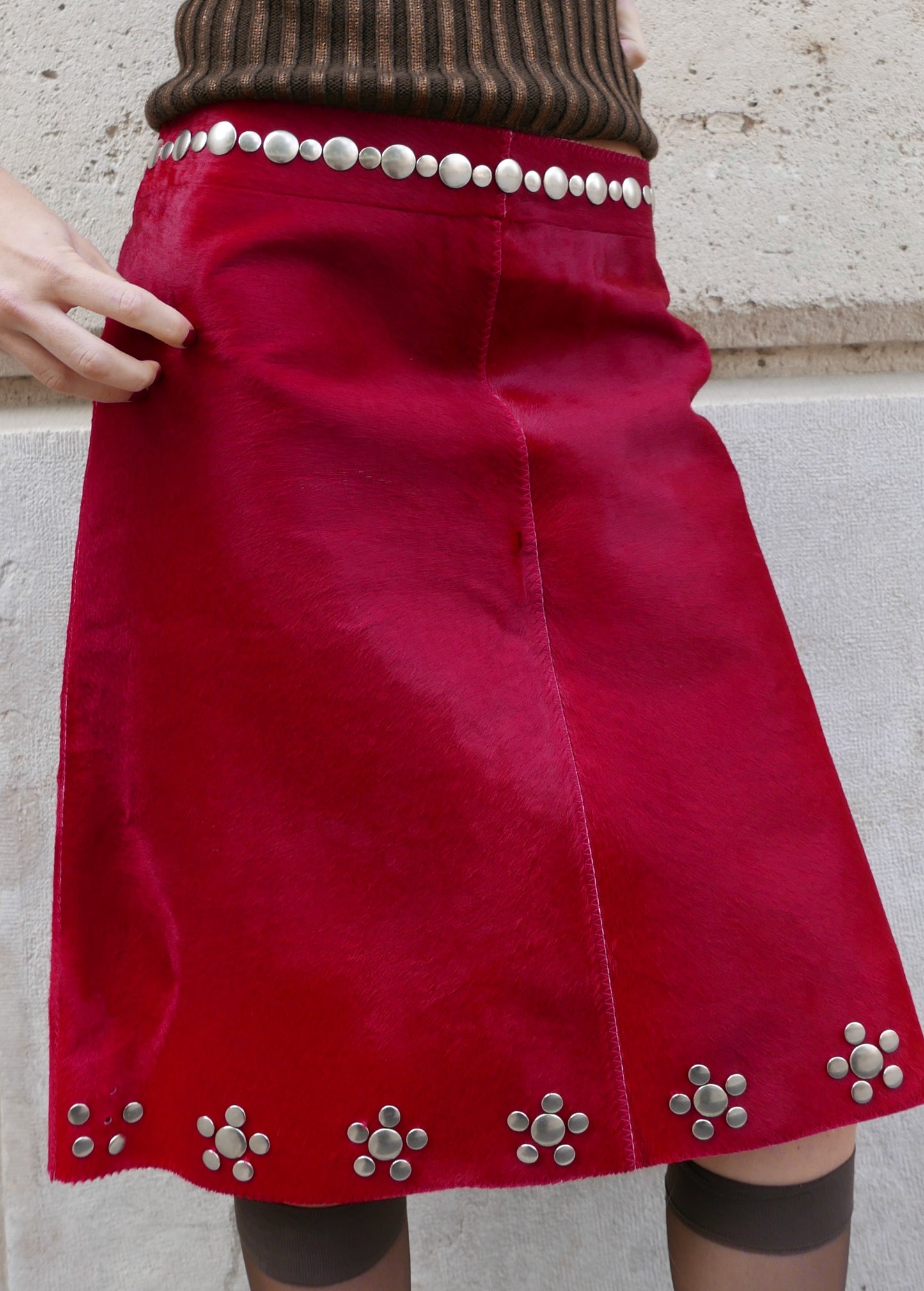 MARNI LEATHER STUDDED SKIRT